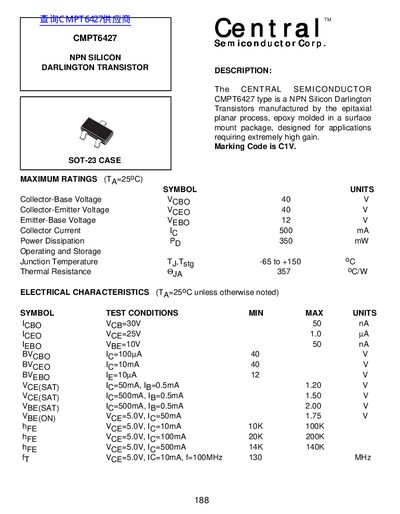 Central Semiconductor CMPT6427 Datasheet - cover page