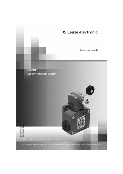 Leuze electronic S300 Safety Position Switch TNT 35/7-24V Safe Implementation and Operation Manual - cover page