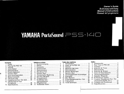 Yamaha PSS-140 Owner's Guide