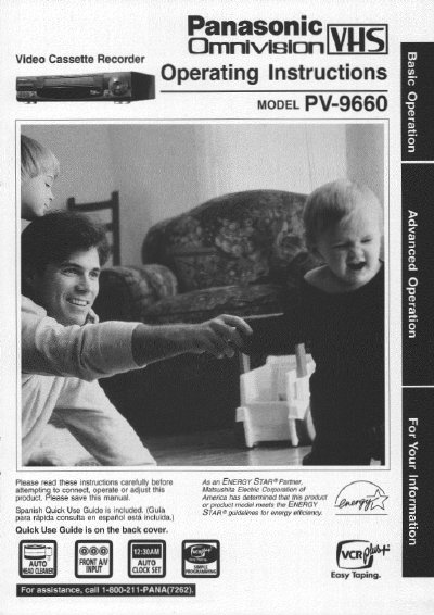 Panasonic PV-9660 Video Cassette Recorder Operating Instructions - cover page