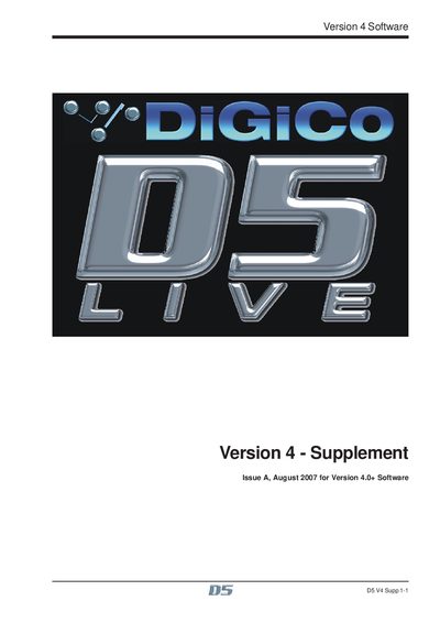 DiGiCo D5 V4 Software Supplement Issue A - cover page