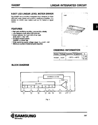 Samsung KA2287 Linear Integrated Circuit Datasheet - cover page
