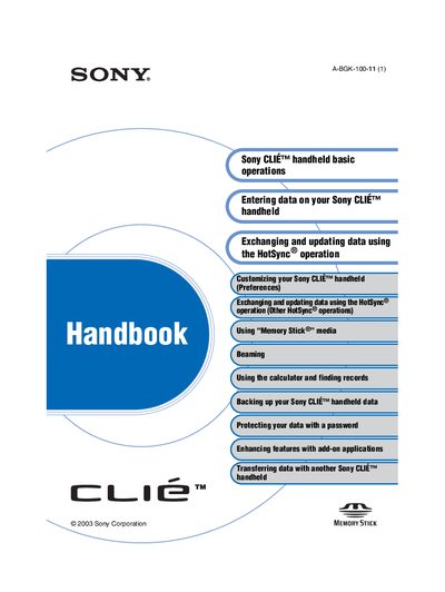 Sony CLIE Handbook User Manual - cover page