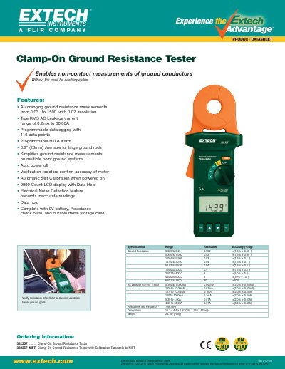 EXTECH 382357 ........ Clamp-On Ground Resistance Tester 382357-NIST Clamp-On Ground Resistance Tester with Calibration Traceable to NIST. User's Guide - cover page