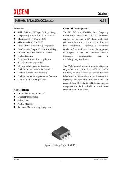 XLSEMI XL1513 Buck DC to DC Converter Datasheet