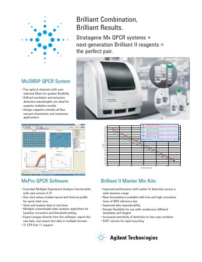 Agilent Mx3005P QPCR System Brilliant II Reagents Catalog - cover page