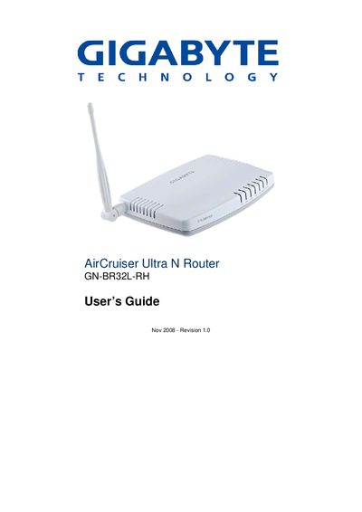 Gigabyte GN-BR32L-RH Wireless Router User Manual - cover page