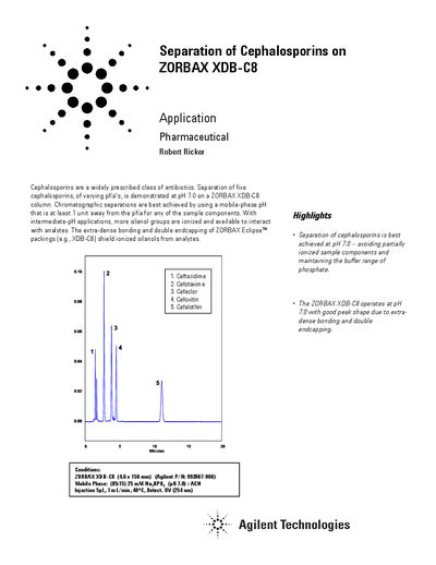 Agilent ZORBAX XDB-C8 Cephalosporin Separation Application Note - cover page