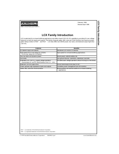 Fairchild LCX Family Introduction Handbook - cover page