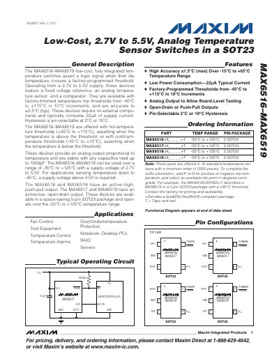 Maxim MAX6516-MAX6519 Datasheet - cover page