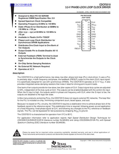 Texas Instruments CDCF2510 3.3‑V Phase‑Lock Loop Clock Driver Handbook - cover page