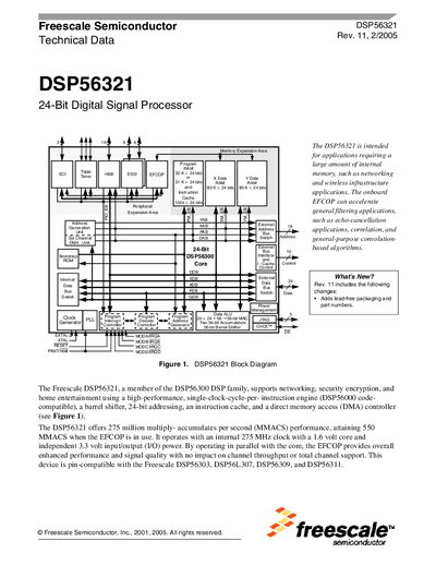 Freescale DSP56321 Datasheet - cover page