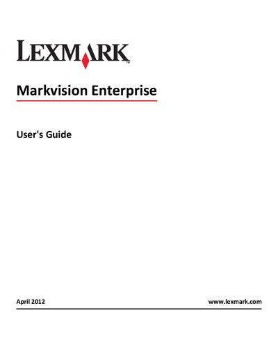 Lexmark Markvision Enterprise User Guide - cover page