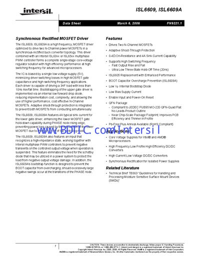 Intersil ISL6609/ISL6609A Datasheet - cover page