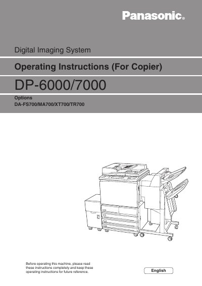 Panasonic DP-6000/7000 Digital Imaging System User Manual - cover page