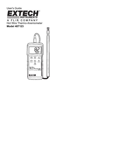 Extech 407123 Hot Wire Thermo-Anemometer User's Guide - cover page