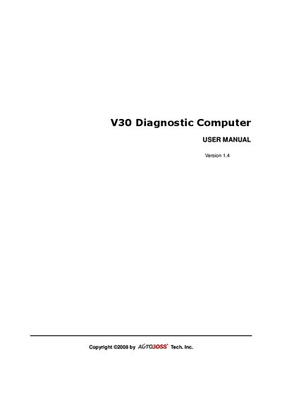AUTOBOSS V30 Diagnostic Computer User Manual - cover page
