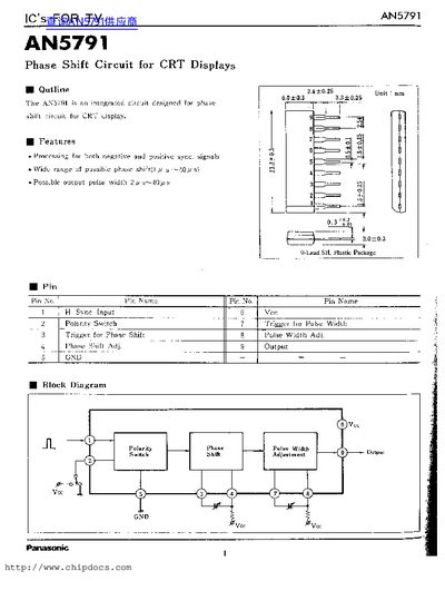 Panasonic AN5791 Phase Shift Circuit Datasheet - cover page
