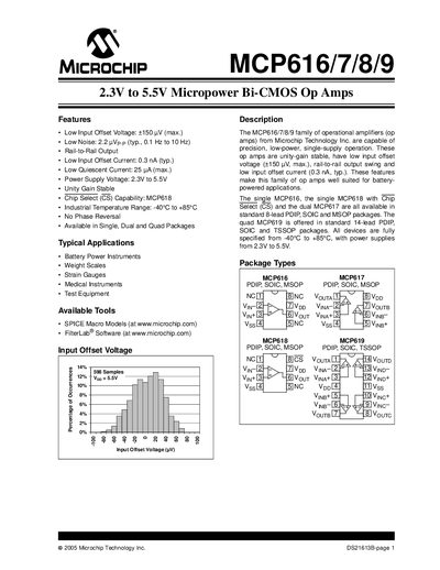 Microchip MCP616/7/8/9 Datasheet - cover page