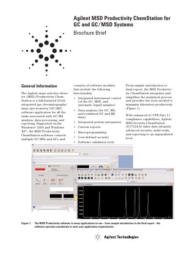 Agilent MSD Productivity ChemStation for GC/MSD Systems Brochure Brief - cover page