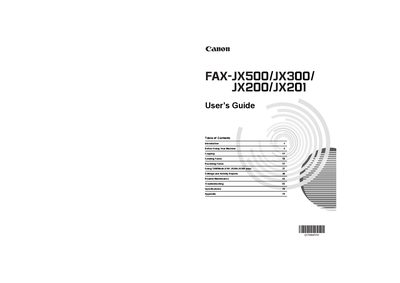 Canon FAX-JX500/JX300/JX200/JX201 User Manual - cover page