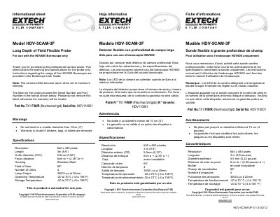 Extech HDV-5CAM-3F Flexible Probe Informational Sheet