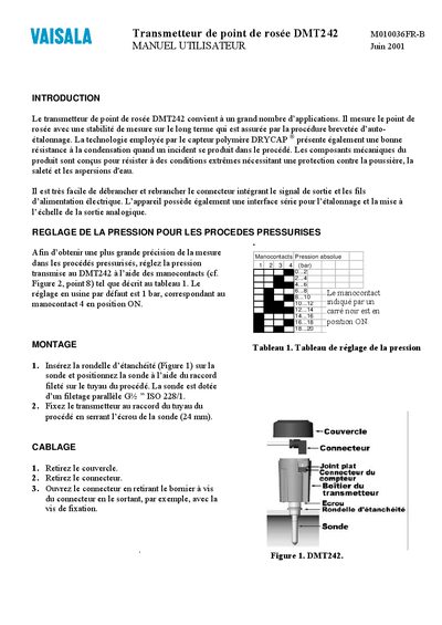 Vaisala DMT242 Dew Point Transmitter User Manual - cover page