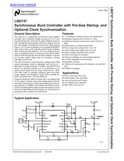 National Semiconductor LM2747 Synchronous Buck Controller Datasheet - cover page