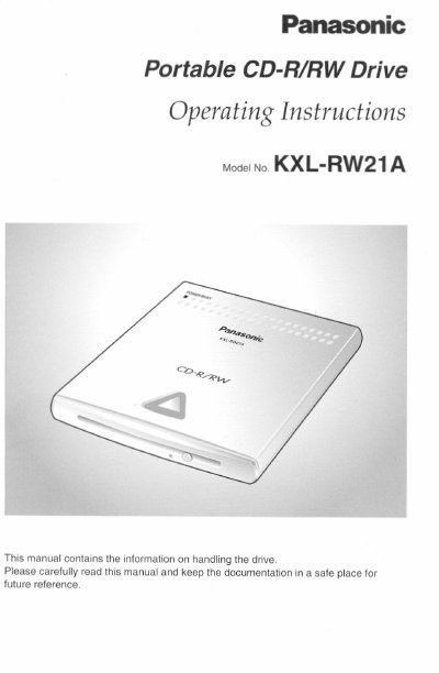 Panasonic KXL-RW21A Portable CD-R/RW Drive Operating Instructions - cover page