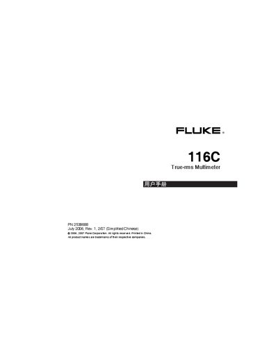 Fluke 116C True‑RMS Multimeter User Manual - cover page