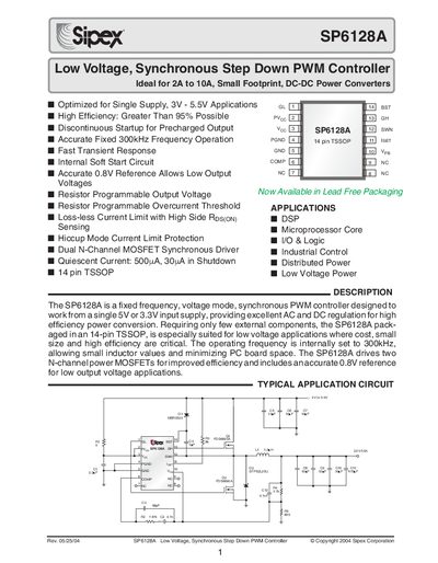 Sipex SP6128A Datasheet - cover page