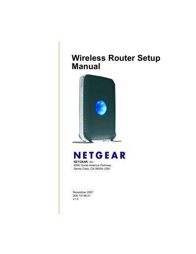 NETGEAR WNDR3300 Wireless Router Setup Manual - cover page
