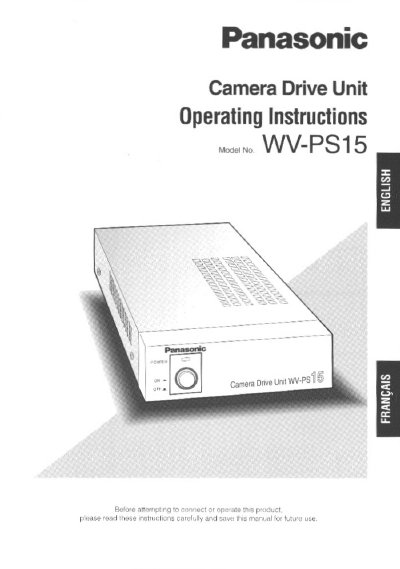 Panasonic WV-PS15 Camera Drive Unit Operating Instructions