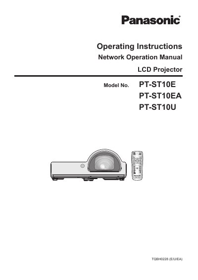 Panasonic PT-ST10E PT-ST10EA PT-ST10U Operating Instructions Network Operation Manual - cover page