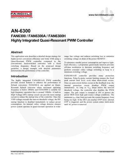 Fairchild FAN6300 Series Quasi-Resonant PWM Controller Application Note
