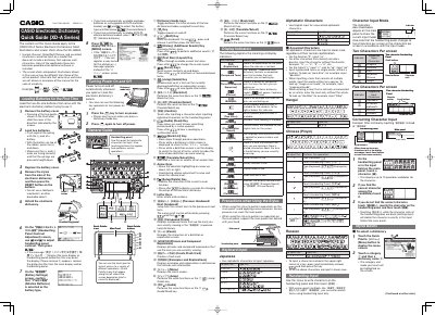 Casio XD-A Series Quick Start Guide - cover page