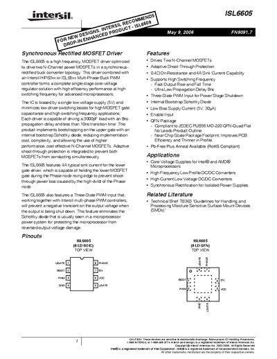 Intersil ISL6605 Datasheet