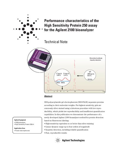 Agilent 2100 Bioanalyzer High Sensitivity Protein 250 Assay Technical Note - cover page