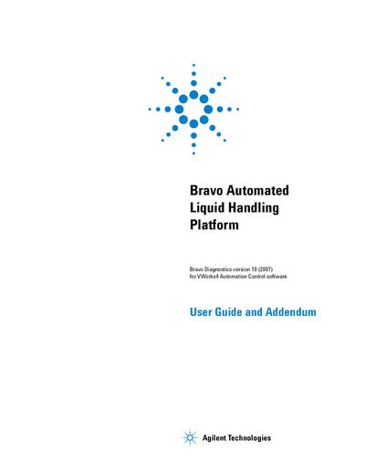 Agilent Bravo Automated Liquid Handling Platform User Guide - cover page