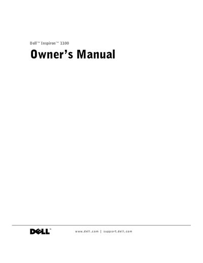 Dell Inspiron 1100 User Manual - cover page