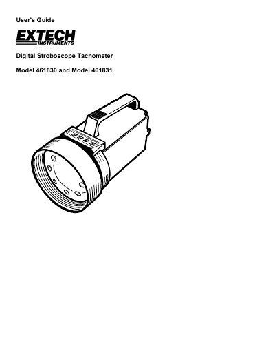 Extech Model 461830/461831 Digital Stroboscope Tachometer User's Guide - cover page