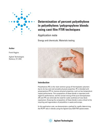 Agilent Cary 630 FTIR Application Note for PE/PP Blend Analysis - cover page