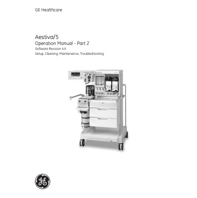 Datex-Ohmeda Aestiva/5 Operation Manual Part 2 Setup Cleaning Maintenance Troubleshooting - cover page