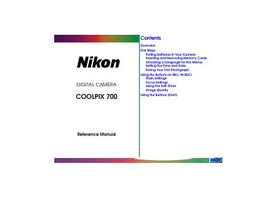 Nikon COOLPIX 700 Digital Camera Reference Manual - cover page