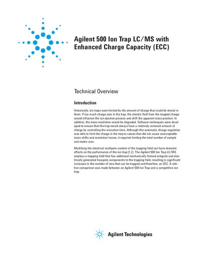 Agilent 500 Ion Trap LC/MS Technical Overview - cover page