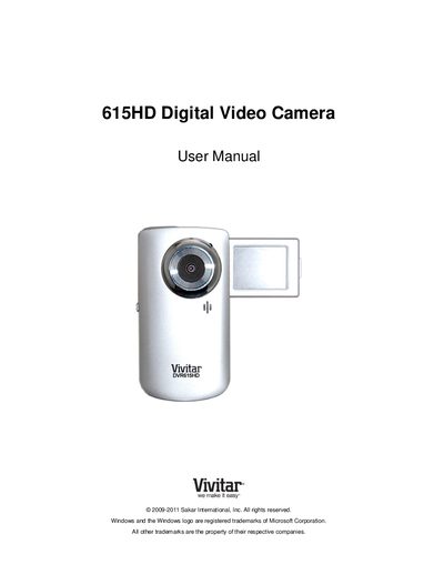Vivitar 615HD Digital Video Camera User Manual - cover page
