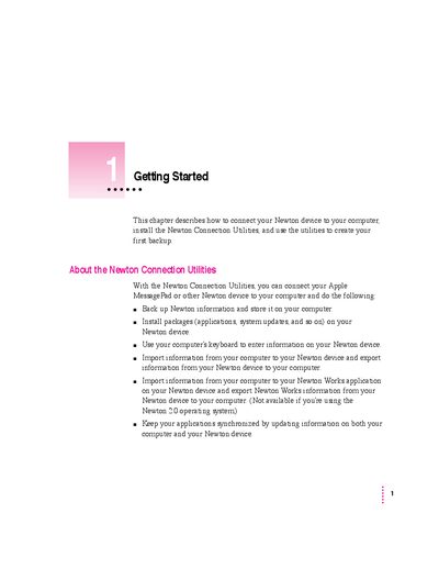 Apple Newton Connection Utilities Getting Started Guide - cover page