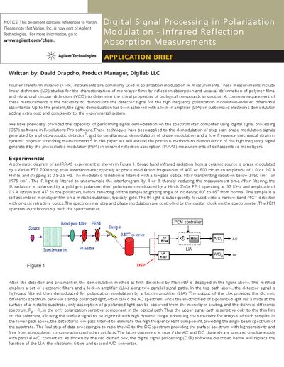 Agilent Resolutions Pro DSP for Polarization Modulation IRRAS - cover page