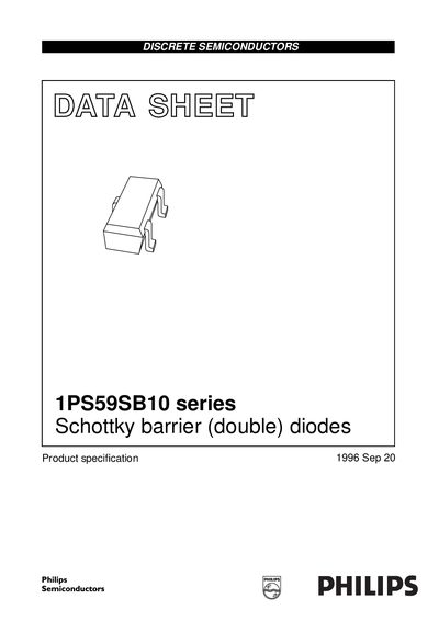 Philips 1PS59SB10 Series Schottky Barrier Diodes Datasheet - cover page