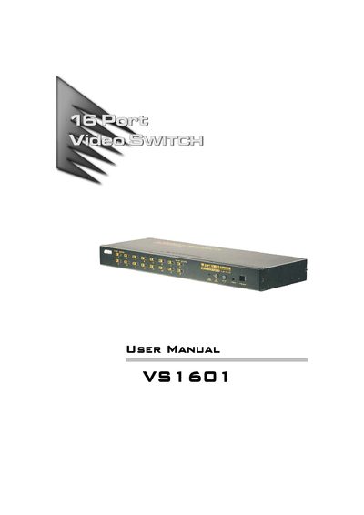 ATEN VS1601 Video Switch User Manual - cover page